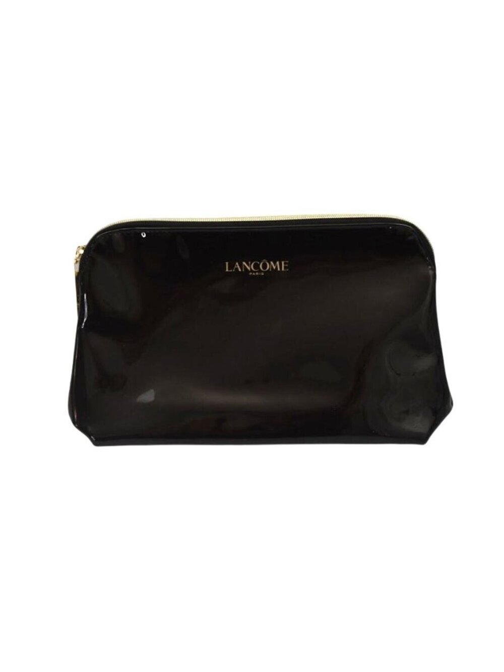 Lancôme Paris Black Patent Makeup Bag Cosmetic Bag With Gold Zipper